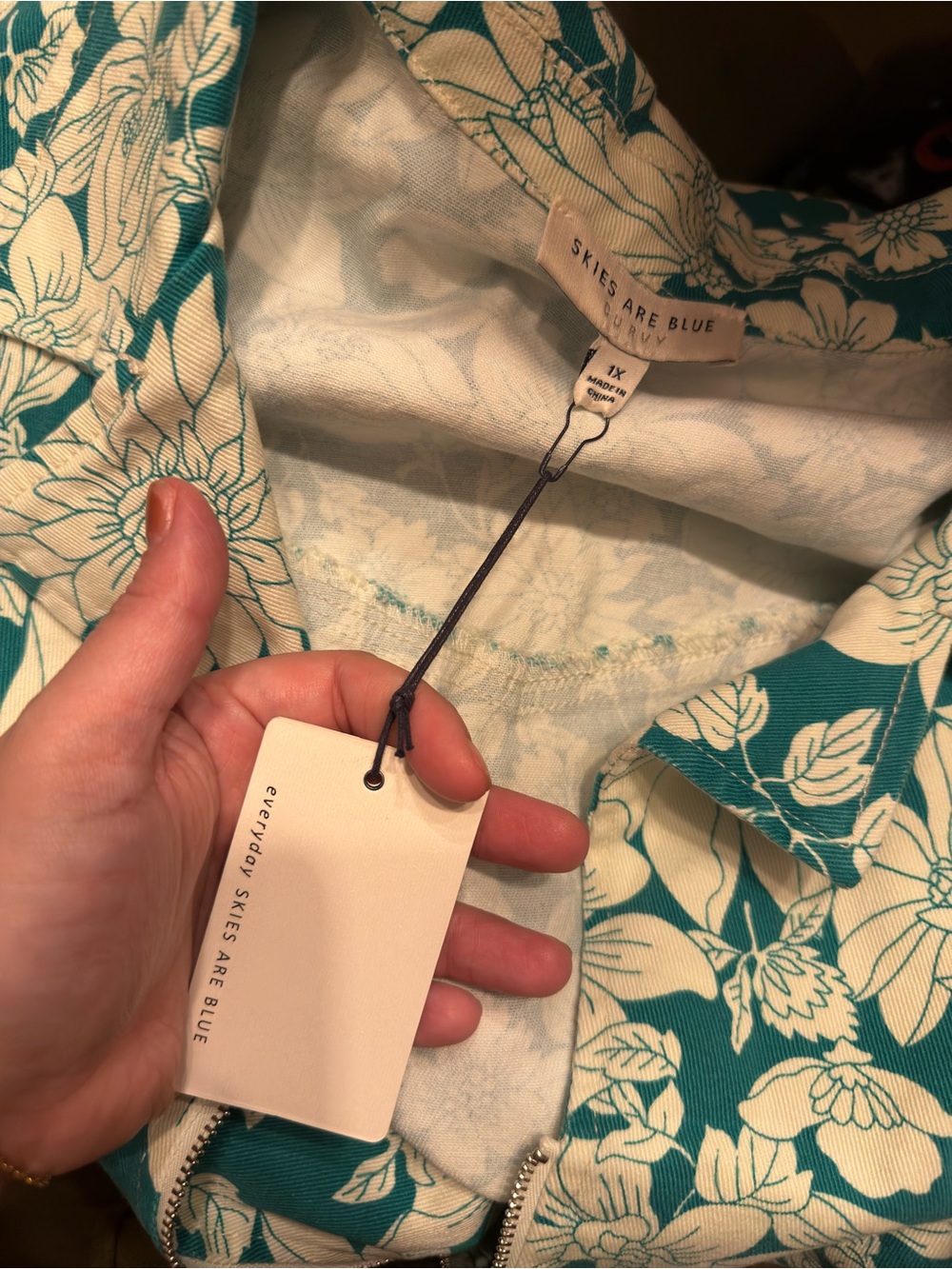 Skies Are Blue Floral Teal and White Jumpsuit